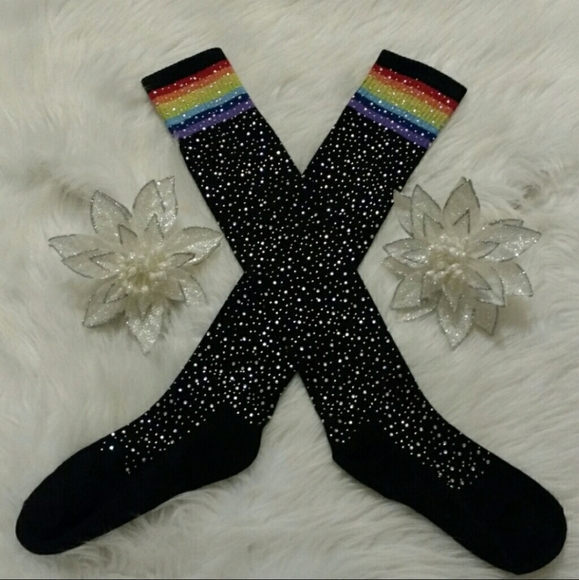 Rainbow Rhinestone Thigh High socks - Picture 11 of 17